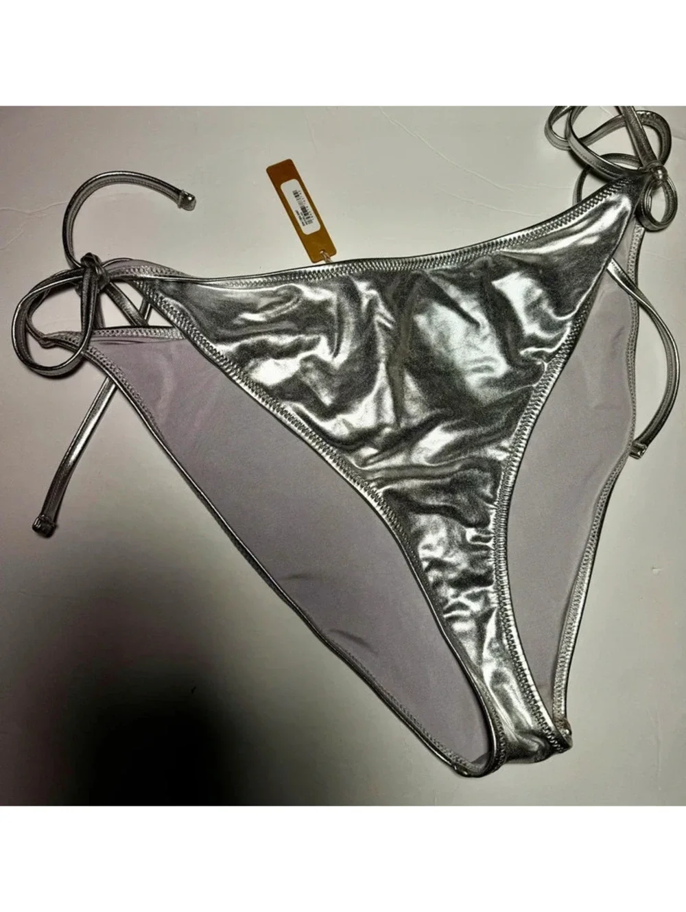 New Skims Swim Metallic Silver Nickel Bikini Bottom Size 4X